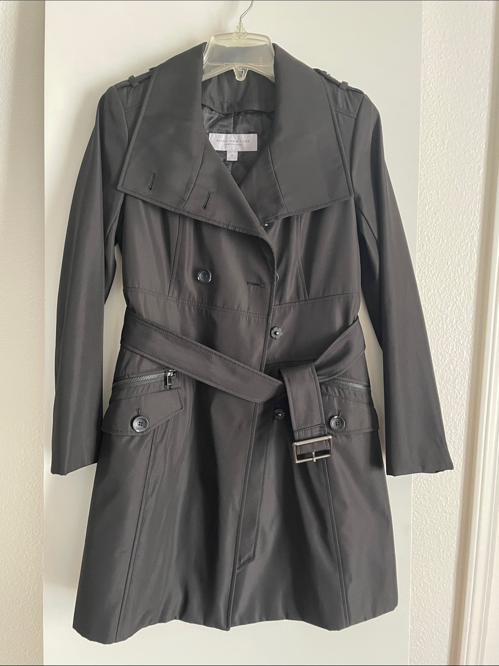 Marc New York Andrew Marc- Black Trench Coat Inner Removable Liner NWOT
